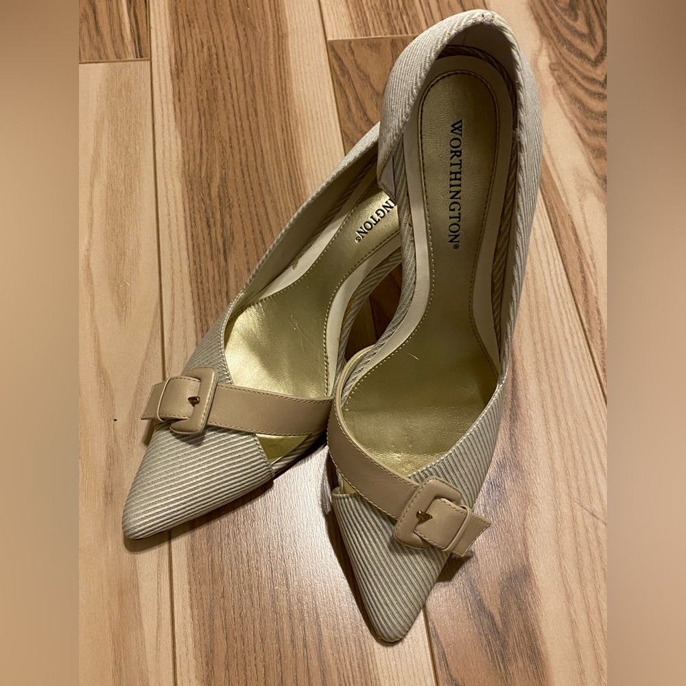 Worthington White & Tan Heels - Size 8.5